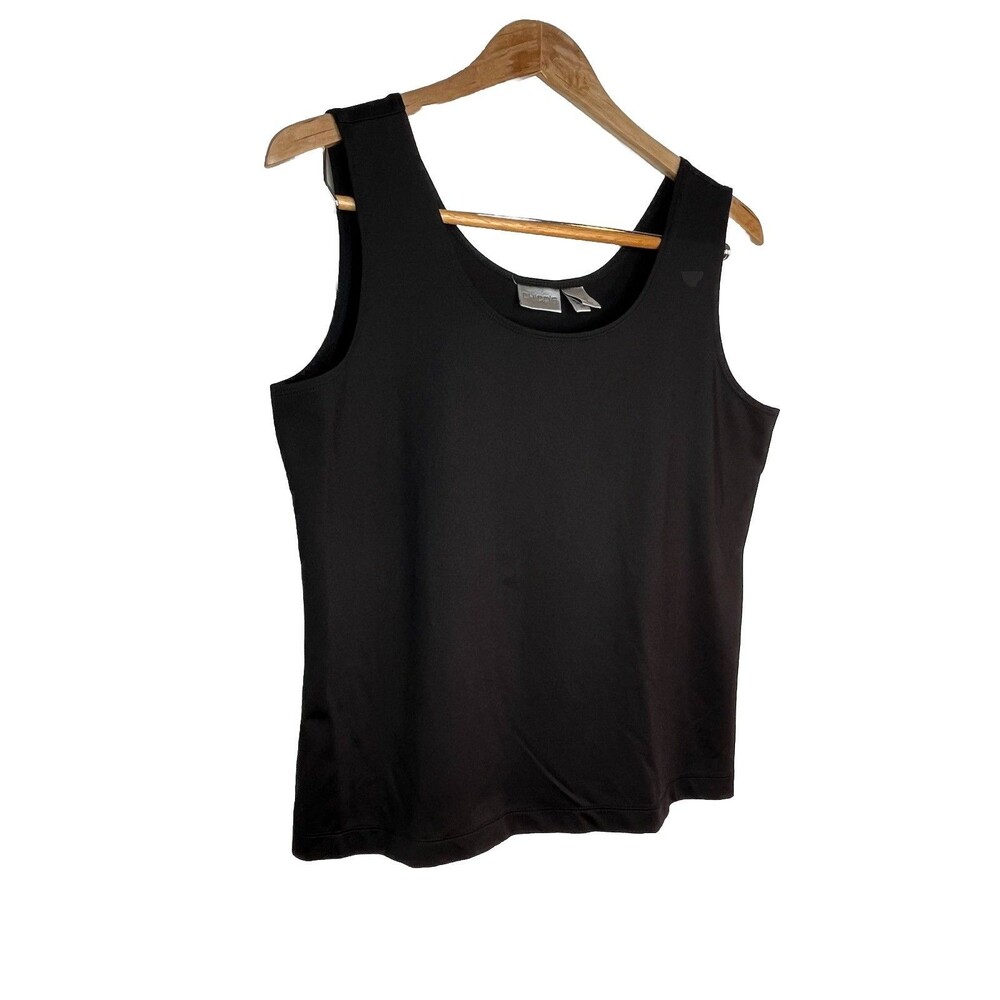 Chicos Solid Basic black Sleeveless Tank  Layering shell Top Blouse sz 2 / L (15